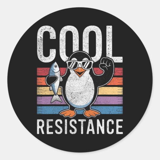 Sticker Rond Manchot de résistance cool subtile tarifs protesta (Devant)