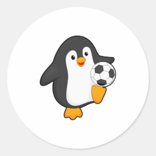 Sticker Rond Manchot en tant que joueur de football avec T Shir