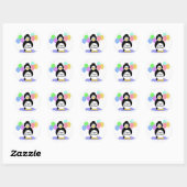 Sticker Rond Manchot et ballons (Feuille)