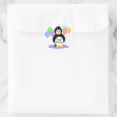 Sticker Rond Manchot et ballons (Sac)