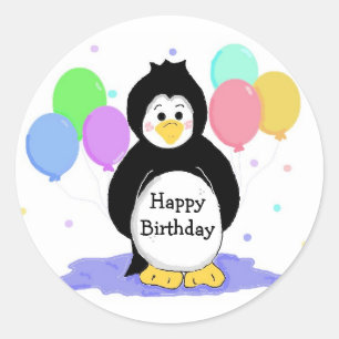 Sticker Rond Manchot et ballons