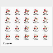 Sticker Rond Manchot joyeux Noël (Feuille)