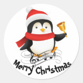 Sticker Rond Manchot joyeux Noël (Devant)