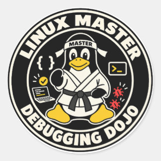 Sticker Rond Manchot Linux Tux Fanart - Maître Dojo