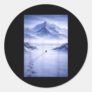 Sticker Rond Manchot mais pourquoi tête vers les montagnes manc