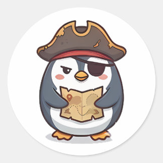 Sticker Rond Manchot Pirate
