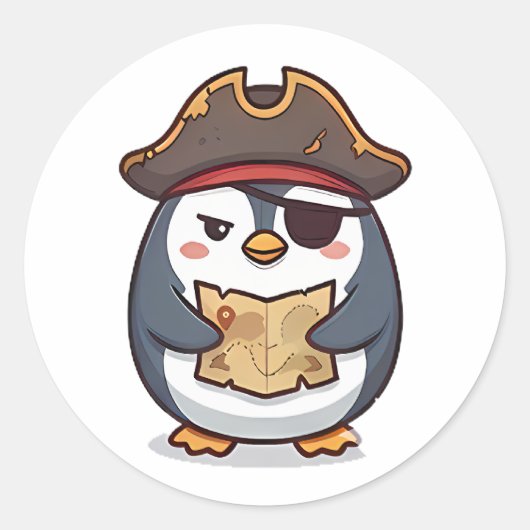 Sticker Rond Manchot Pirate (Devant)