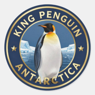 Sticker Rond 🐧 Manchot Royal Antarctique Oiseau Polaire