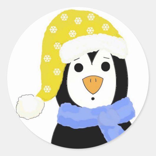 Sticker Rond Manchot surpris (Devant)