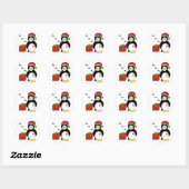 Sticker Rond Manchots de Noël (Feuille)