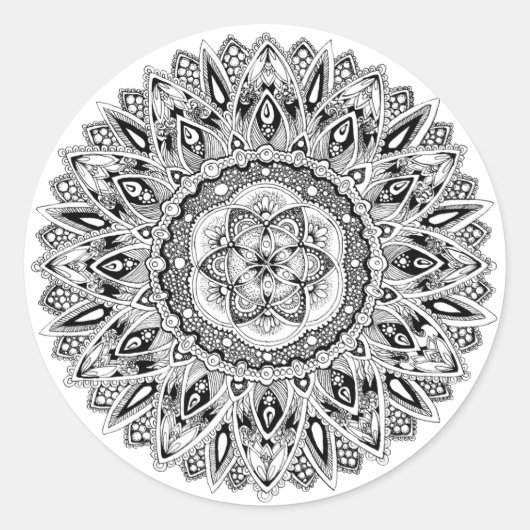 Sticker Rond Mandala à fleurs avec semence de vie (Devant)