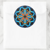 Sticker Rond mandala à fleurs géométriques turquoise orange (Sac)