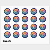 Sticker Rond Mandala arc-en-ciel (Feuille)