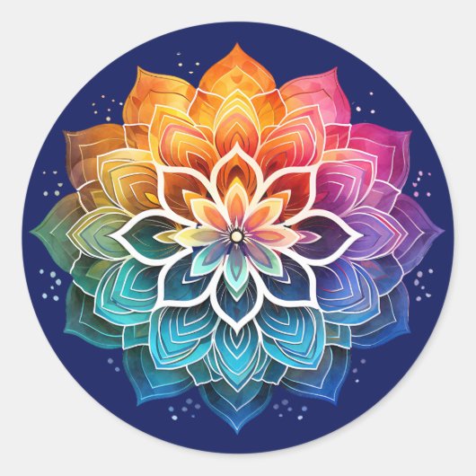 Sticker Rond Mandala arc-en-ciel (Devant)