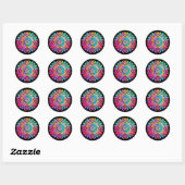 Sticker Rond Mandala arc-en-ciel / motif floral (Feuille)