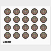 STICKER ROND MANDALA ARTS - NOIR ET BLANC - DIAMANT FLEURI (Feuille)