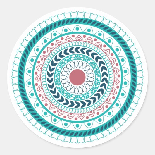 Sticker Rond Mandala bleu (Devant)