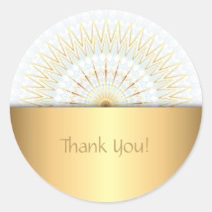 Sticker Rond Mandala bleu blanc d'or