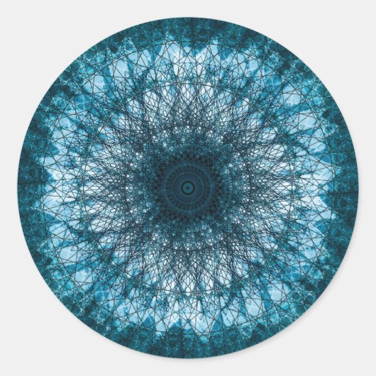 Sticker Rond Mandala bleu indigo (Devant)