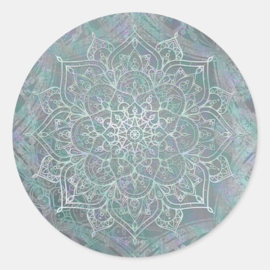 Sticker Rond Mandala Bohème Chic Iridescent Scintillant (Devant)