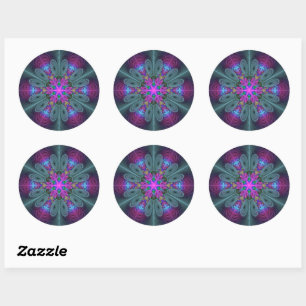 Sticker Rond Mandala coloré frappant art fractal kaléidoscope
