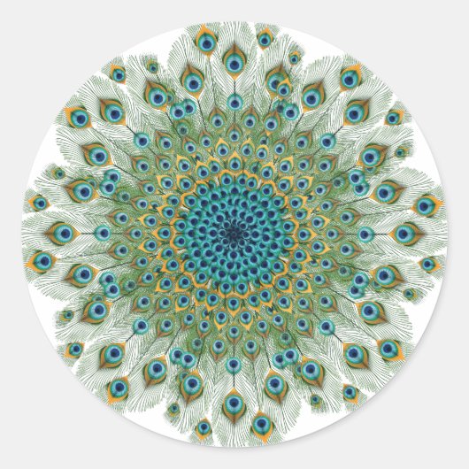 Sticker Rond Mandala couleur Peacock Homme (Devant)