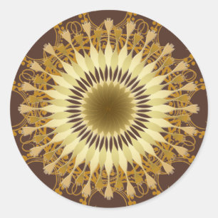 Sticker Rond Mandala Damask Lotus Flower Art