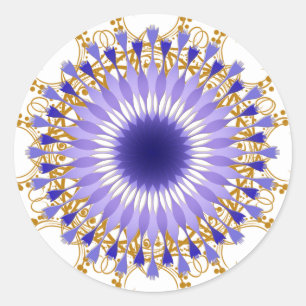 Sticker Rond Mandala Damask Lotus Flower Art