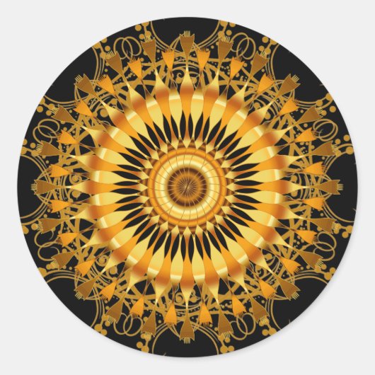 Sticker Rond Mandala Damask Lotus Flower Art (Devant)