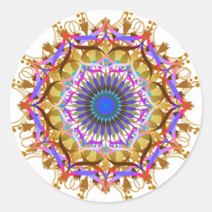 Sticker Rond Mandala Damask Lotus Flower Art élégant