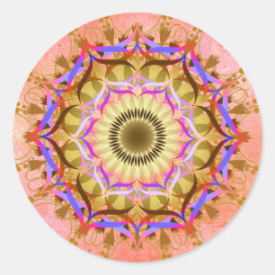 Sticker Rond Mandala Damask Lotus Flower Art élégant