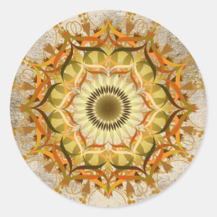 Sticker Rond Mandala Damask Lotus Flower Art élégant