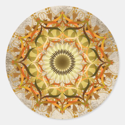 Sticker Rond Mandala Damask Lotus Flower Art élégant (Devant)