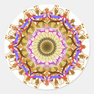 Sticker Rond Mandala Damask Lotus Flower Art élégant