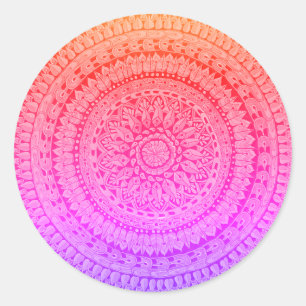 Sticker Rond Mandala d'art original multicolore 