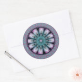 Sticker Rond Mandala de fleurs rose et sarcelle (Enveloppe)