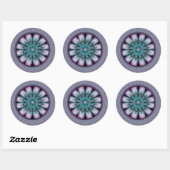 Sticker Rond Mandala de fleurs rose et sarcelle (Feuille)