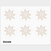 Sticker Rond Mandala de l'Arbre de Vie Pastel (Feuille)