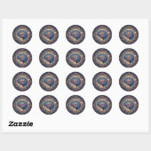 Sticker Rond Mandala de l'Esprit Cosmique – Art Cérébral Abstra (Feuille)