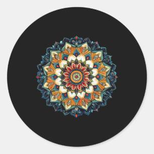Sticker Rond Mandala de l'explosion florale bohème pour la médi