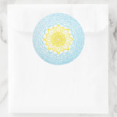 Sticker Rond Mandala de protection bleu jaune géométrique (Sac)