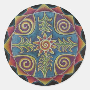 Sticker Rond Mandala de Sun d'été