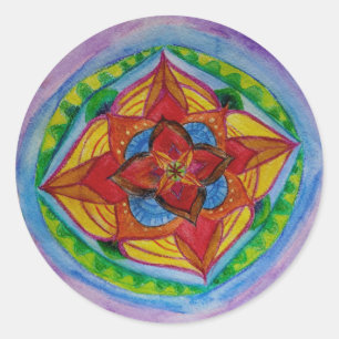 Sticker rond Mandala Dessin Classique, brillant