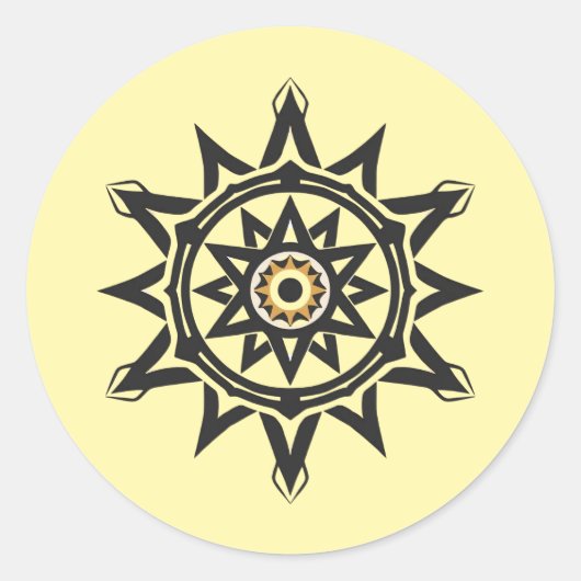 Sticker Rond Mandala d'Harmonie Éternelle — Géométrie Divine en (Devant)