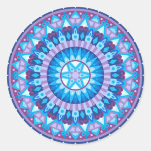 Sticker Rond Mandala d'hiver bleu flocon de neige Décalque géom