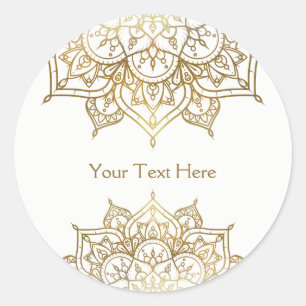 Sticker Rond Mandala doré Cadeau de mariage moderne élégant bla