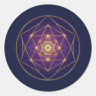 Sticker Rond Mandala Doré Céleste — Équilibre dans l'Infini