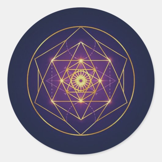 Sticker Rond Mandala Doré Céleste — Équilibre dans l'Infini (Devant)
