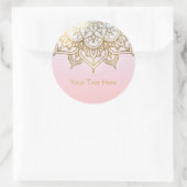 Sticker Rond Mandala Doré Rose Pêche Chic Moderne Glamour Cadea (Sac)