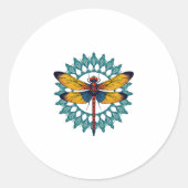 Sticker Rond Mandala Dragonfly - Lotus Flower Insect Lover Ento (Devant)